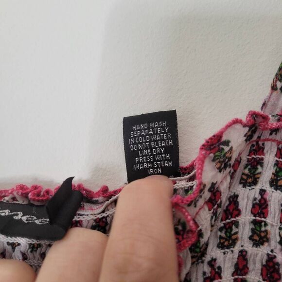 Cassee’s 100% Cotton Smocked Boho Mini Dress Pink India M Purple - Picture 8 of 8